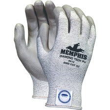 Memphis Dyneema Dipped Safety Gloves - X-Large Size - Gray - Breathable, Comfortable, Abrasion Resistant, Tear Resistant, Cut Resistant, Durable, Sturdy - For Multipurpose - 2 / Pair