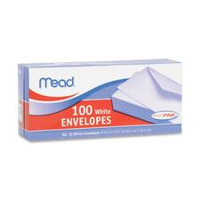 Mead Plain White Envelopes - Business - #10 - 4 1/8" Width x 9 1/2" Length - Gummed - 100 / Box - White