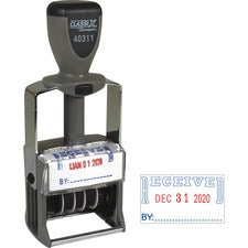 Xstamper Heavy-duty RECEIVED Self-Ink Dater - Message/Date Stamp - "RECEIVED" - Red, Blue - Metal, Plastic Metal - 1 Each