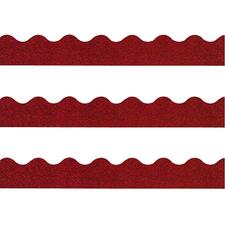 Trend Sparkle Board Trimmers - Rectangle Topped With Waves Shape - Pin-up - 0.10" Height x 2.25" Width x 390" Length - Red - Paper - 1 / Pack