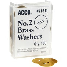 #2 Washers For Two-prong Fasteners, 1.25" Diameter, Brass, 100/box