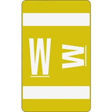 Smead AlphaZ ACCS Color-Coded Labels - "W" - 1" x 1 5/8" Length - Yellow - 10 / Sheet - 100 / Pack