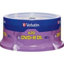 Dvd+r Dual Layer Recordable Disc, 8.5 Gb, 8x, Spindle, Silver, 30/pack