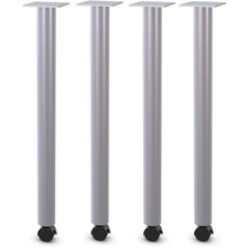 Lorell Relevance Tabletop Post Legs - 1" x 2"27.8" , 2" Caster - Material: Steel - Finish: Gray