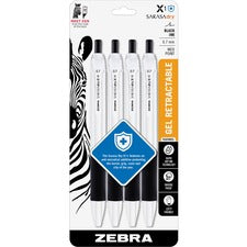 Zebra SARASA dry X1+ Retractable Gel Pen - Medium Pen Point - 0.7 mm Pen Point Size - Retractable - Black Gel-based, Dry Ink - Plastic Barrel - 4 / Pack