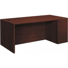 HON 10700 H10701R Pedestal Desk - 66" x 30" x 29.5" - 3 x Box, File Drawer(s) - Single Pedestal on Right Side - Finish: Mahogany