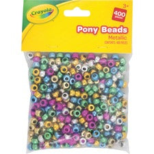 Crayola Crayola Pony Beads - Key Chain, Project, Party, Classroom, Necklace, Bracelet - 400 Piece(s) - 24 Each - Assorted Metallic