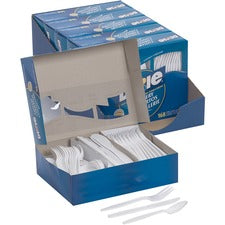 Combo Pack, Tray With White Plastic Utensils, 56 Forks, 56 Knives, 56 Spoons, 6 Packs