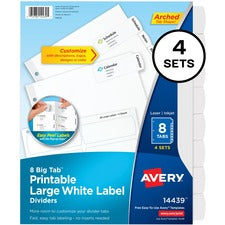 Avery&reg; Big Tab Tab Divider - 32 x Divider(s) - 8 - 8 Tab(s)/Set - 8.5" Divider Width x 11" Divider Length - 3 Hole Punched - White Paper Divider - White Paper Tab(s) - 4 / Pack