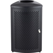 Safco Nook Indoor Waste Receptacle - 13 gal Capacity - Triangular - Durable, Powder Coated, Perforated, Corrosion Resistance, Latch Door - 29.5" Height x 16.5" Width x 16.5" Depth - Steel - Black - 1 Each