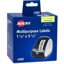 Avery&reg; Direct Thermal Roll Labels - 3 1/2" Height x 1 1/8" Width - Permanent Adhesive - Rectangle - Thermal - Bright White - Paper - 350 / Sheet - 350 / Roll - 2 Total Sheets - 700 Total Label(s) - 700 / Box