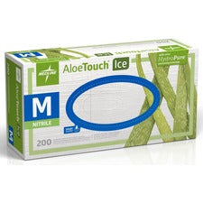Medline Aloetouch Ice Nitrile Gloves - Medium Size - Latex-free, Textured, Powder-free - For Healthcare Working - 200 / Box