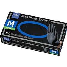 Medline Venom Nonsterile Nitrile Glove - Medium Size - Black - Textured, Powder-free, Latex-free - For Healthcare Working - 100 / Box