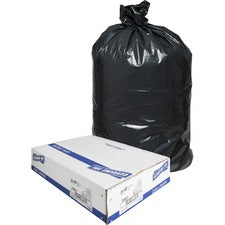 Genuine Joe Slim Jim Can Liners - Medium Size - 23 gal Capacity - 28.50" Width x 43" Length - Low Density - Black - 1/Carton - 150 Per Box - Office Waste, Food