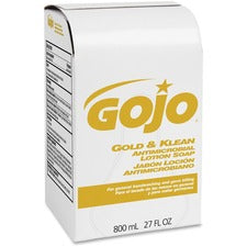Gojo&reg; Gold & Klean Antimicrobial Lotion Soap - Fresh Scent Scent - 27.1 fl oz (800 mL) - Dirt Remover, Bacteria Remover, Kill Germs, Residue - Hand - Leak Proof, Leak Proof, Bio-based - 1 Each