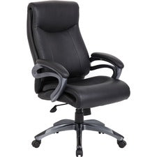 Lorell High Back Executive Chair - Black Leather Seat - 5-star Base - 1 Each