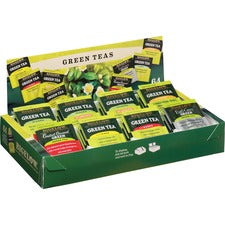 Green Tea Assortment, Individually Wrapped, Eight Flavors, 64 Tea Bags/box