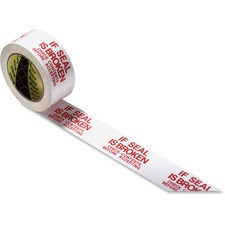 Scotch Preprinted Message Seal Broken Tape - 109 yd Length x 1.88" Width - 1.9 mil Thickness - 3" Core - 1 / Roll - White, Red