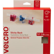 Sticky-back Fasteners, Removable Adhesive, 0.75" X 30 Ft, White
