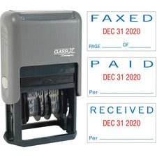 Xstamper Self-Inking Paid/Faxed/Received Dater - Message/Date Stamp - "PAID, FAXED, RECEIVED" - 0.93" Impression Width - Blue, Red - Plastic Plastic - 1 Each