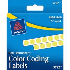 Avery&reg; 1/4" Color-Coding Labels - 1/4" Diameter - Permanent Adhesive - Round - Yellow - 450 / Pack - Self-adhesive