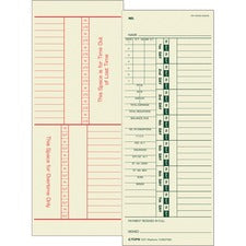 Time Clock Cards, Replacement For 10-800762, Two Sides, 3.5 X 9, 500/box