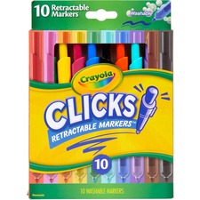 Crayola Marker - 4 mm Marker Point Size - Chisel, Conical Marker Point Style - Retractable - Assorted Water Based Ink - Assorted Plastic Barrel - 10 Box