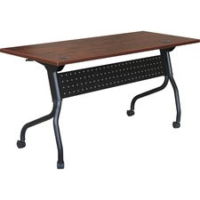 Lorell Cherry Flip Top Training Table - Rectangle Top - Four Leg Base - 4 Legs - 48" Table Top Width x 23.60" Table Top Depth - 29.50" Height x 47.25" Width x 23.63" Depth - Assembly Required - Mahogany - Melamine, Nylon