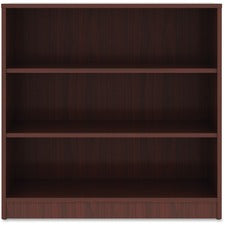 Lorell Mahogany Laminate Bookcase - 36" Height x 36" Width x 12" Depth - Sturdy, Adjustable Feet, Adjustable Shelf - Mahogany - Laminate - 1 Each
