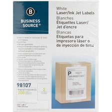 Business Source Bright White Premium-quality Internet Shipping Labels - 5 1/2" x 8 1/2" Length - Permanent Adhesive - Rectangle - Laser, Inkjet - Bright White - 2 / Sheet - 250 Total Sheets - 500 / Box