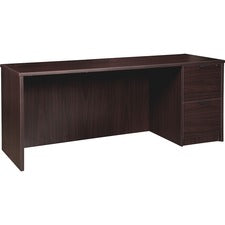 Lorell Prominence 2.0 Espresso Laminate Right-Pedestal Credenza - 2-Drawer - 72" x 24"29" , 1" Top - 2 x File Drawer(s) - Single Pedestal on Right Side - Band Edge - Material: Particleboard - Finish: Thermofused Melamine (TFM)