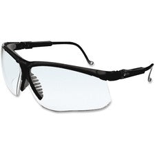 Genesis Wraparound Safety Glasses, Black Plastic Frame, Clear Lens