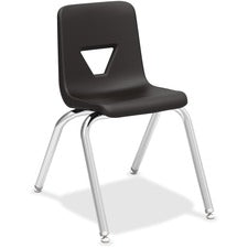 Lorell 16" Seat-height Stacking Student Chairs - Four-legged Base - Black - Polypropylene - 4 / Carton