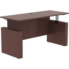 Lorell Essentials 72" Sit-to-Stand Desk Shell - 0.1" Top, 1" Edge, 72" x 29"49" - Finish: Mahogany