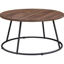 Lorell Round Coffee Table - Walnut Round Top - Powder Coated Four Leg Base - 4 Legs x 1" Table Top Thickness x 31.50" Table Top Diameter - 16.75" Height - Assembly Required