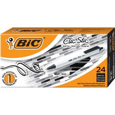 BIC Clic Stic Fashion Retractable Ball Point Pen, Black, 24 Pack - 1 mm Pen Point Size - Retractable - Black - 24 Pack