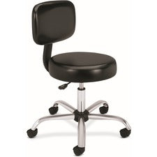 Adjustable Task/lab Stool, Supports Up To 250 Lb, 17.25" To 22" Seat Height, Black Seat/back, Steel Base