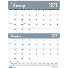House of Doolittle Bar Harbor Blue/Gray 2-Month Wall Calendar - Julian Dates - Monthly - January 2023 - December 2023 - 2 Month Single Page Layout - 20" x 26" Sheet Size - 2.50" x 1.75" Block - Wire Bound - Perforated, Reference Calendar - 1 Each