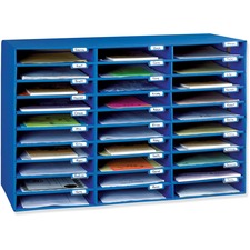 Classroom Keepers 30-Slot Mailbox - 30 Pocket(s) - Compartment Size 1.80" x 12.50" x 10" - 21" Height x 31.6" Width x 12.8" Depth - 70% Recycled - Blue - 1 Each