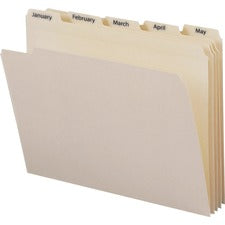 Smead 1/5 Tab Cut Letter Recycled Top Tab File Folder - 8 1/2" x 11" - 3/4" Expansion - Top Tab Location - Assorted Position Tab Position - Manila - 10% Recycled - 12 / Set
