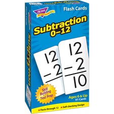 Skill Drill Flash Cards, Subtraction, 3 X 6, Black And White, 91/pack