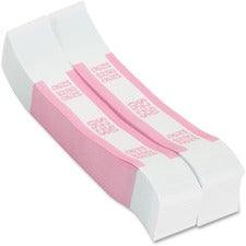 PAP-R Currency Straps - 1.25" Width - Total $250 in $1 Denomination - Self-sealing, Self-adhesive, Durable - 20 lb Basis Weight - Kraft - White, Pink