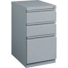 Lorell Mobile Box/Box/File Pedestal File - 15" x 19.9" x 27.8" - 3 x Drawer(s) for Box, File - Letter - Ball-bearing Suspension, Drawer Extension, Durable, Recessed Drawer - Gray - Steel - Recycled