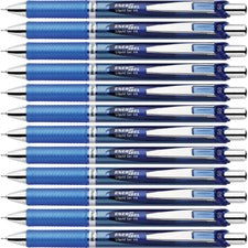 Pentel EnerGel RTX Liquid Gel Pens - Fine Pen Point - 0.5 mm Pen Point Size - Needle Pen Point Style - Refillable - Retractable - Blue Gel-based Ink - Blue Barrel - Stainless Steel Tip - 12 / Box