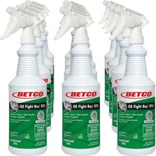 Betco Fight Bac RTU Disinfectant - Ready-To-Use - 32 fl oz (1 quart) - Fresh Scent - 12 / Carton - Clear