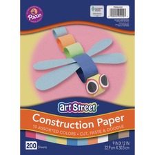 Prang Lightweight Construction Paper - Art Project, Craft Project, Fun and Learning, Cutting, Pasting - 9"Width x 12"Length - 200 / Pack - Assorted