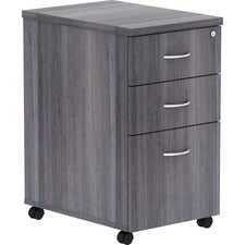 Lorell Weathered Charcoal Laminate Desking Pedestal - 3-Drawer - 16" x 22" x 28.3" - 3 x Box, File Drawer(s) - Finish: Weathered Charcoal, Laminate