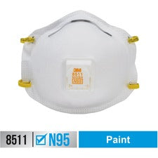 3M Particulate Respirator N95 - Exhalation Valve, Adjustable Nose Clip, Braided Headband - Particulate Protection - White - 10 / Box