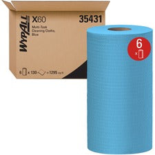 General Clean X60 Cloths, Small Roll, 13.5 X 19.6, Blue, 130/roll, 6 Rolls/carton