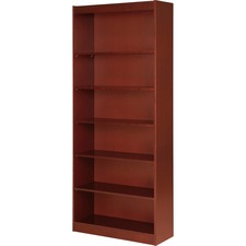 Lorell Six Shelf Panel Bookcase - 36" x 12" x 0.8" x 84" - 6 Shelve(s) - Material: Veneer - Finish: Cherry